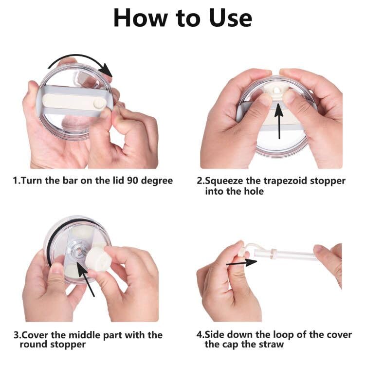 DUNLAGUE Silicone Spill Stopper Set Compatible with Stanley Cup 2.0 30oz & 40oz with Straw Cover (Set of 2, Cream) - Image 5